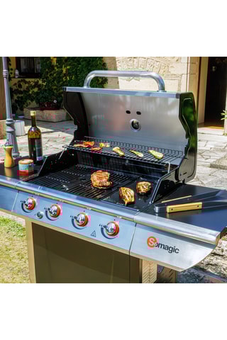 Barbecue au gaz en acier inoxydable - 14 kW - 150 x 57,5 x 115,5 cm