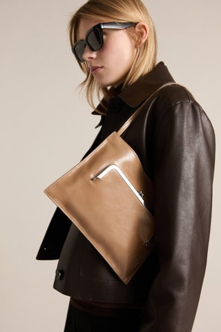 Sac porté épaule poche pochette - Marron