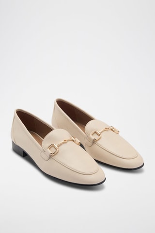 Mocassins cuir boucle - Ecru