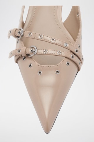 Chaussures kitten heel perforées - Gris