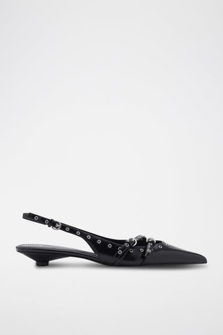 Chaussures kitten heel perforées - Noir