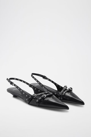 Chaussures kitten heel perforées - Noir