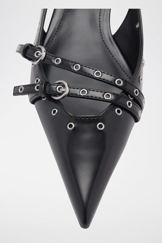 Chaussures kitten heel perforées - Noir