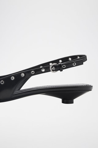 Chaussures kitten heel perforées - Noir