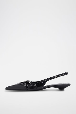 Chaussures kitten heel perforées - Noir