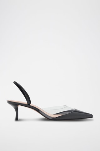 Chaussure à talon avec empiècement vinyle - Noir