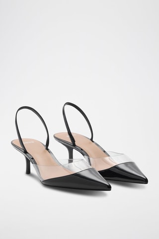 Chaussure à talon avec empiècement vinyle - Noir