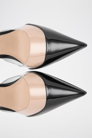 Chaussure à talon avec empiècement vinyle - Noir