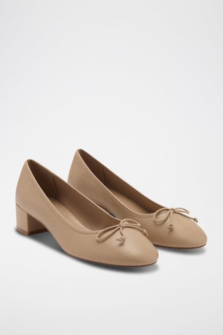 Ballerines talon cuir noeud - Caramel