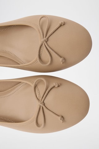 Ballerines talon cuir noeud - Caramel