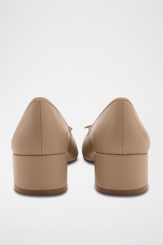 Ballerines talon cuir noeud - Caramel