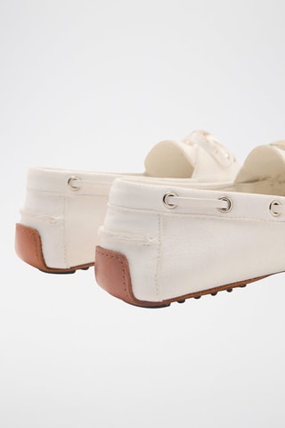 Chaussures bateau cuir à lacets - Blanc