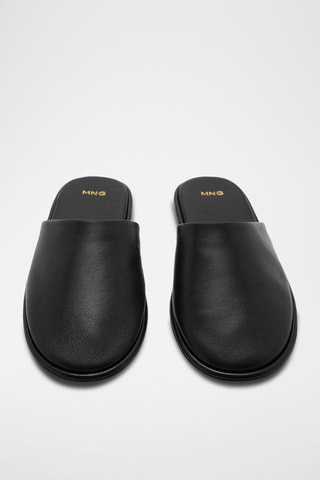 Chaussures ouvertes à l'arrière cuir - Noir