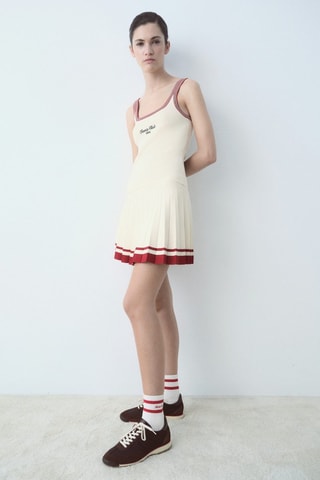 Baskets empiècements en daim à rayures contrastées - Chocolat