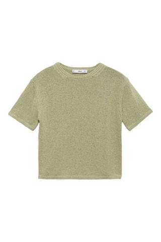Pull en maille de coton manches courtes - Vert d'eau