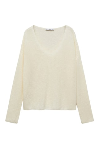 Pull-over maille col en V - Ecru