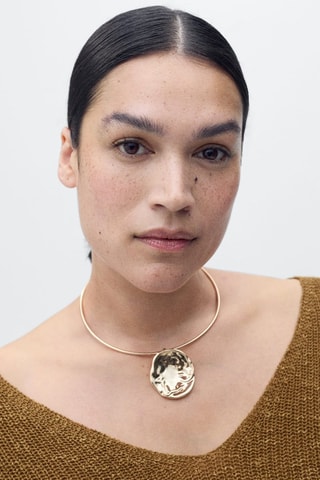 Pull-over maille col en V - Marron