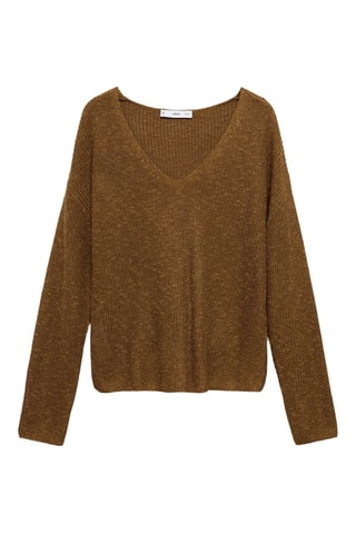 Pull-over maille col en V - Marron