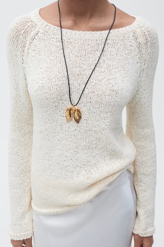 Pull crochet col rond - Ecru