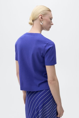 Pull-over maille fine manches courtes - Bleu