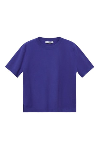 Pull-over maille fine manches courtes - Bleu