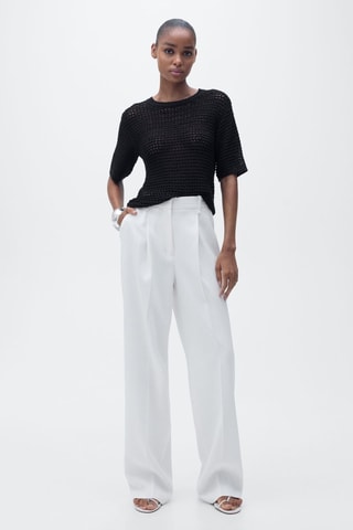 Pull-over crochet manches courtes - Noir