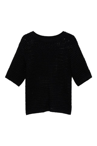 Pull-over crochet manches courtes - Noir