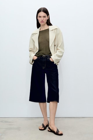 Pull col bateau en maille ajourée - Kaki