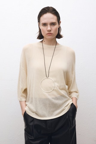 Pull-over manches courtes oversize - Ecru