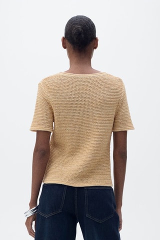 Pull maille épaisse manches courtes - Marron