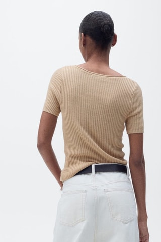 Pull maille lin mélangé - Marron