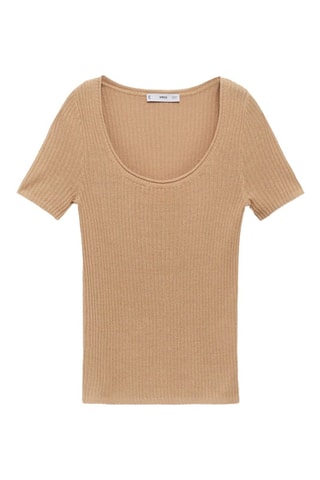 Pull maille lin mélangé - Marron