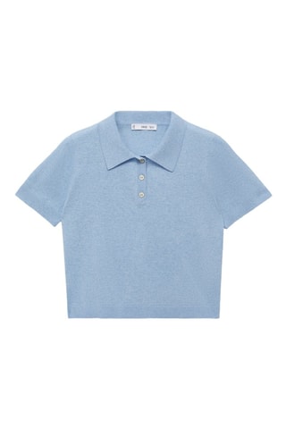 Pull-over maille col polo - Bleu