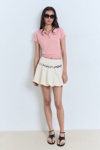 Pull-over maille col polo - Rose