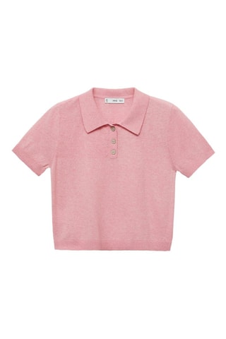 Pull-over maille col polo - Rose