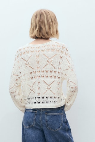 Pull-over oversize maille ajourée - Ecru