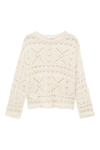 Pull-over oversize maille ajourée - Ecru