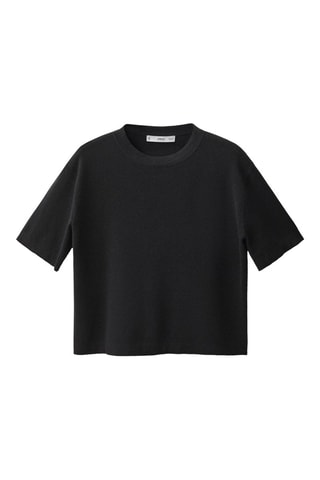 Pull laine mélangée manches courtes - Noir