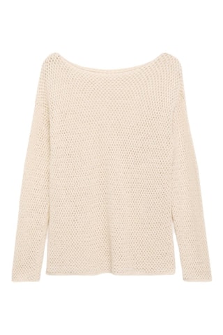 Pull col bateau en maille ajourée - Ecru