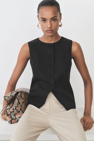 Gilet de costume droit en lyocell - Noir