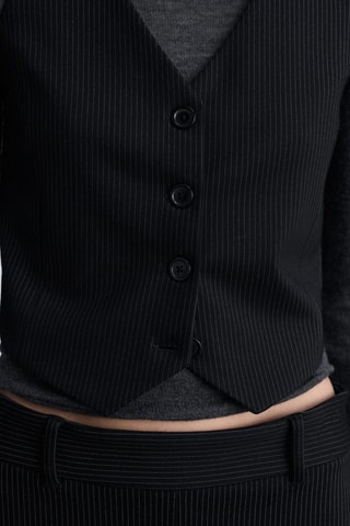 Gilet de costume à fines rayures - Noir