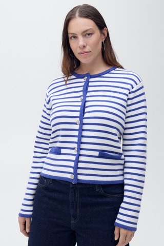 Cardigan maille rayures - Bleu