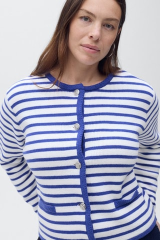 Cardigan maille rayures - Bleu