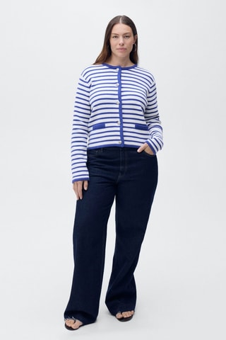 Cardigan maille rayures - Bleu