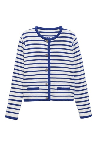 Cardigan maille rayures - Bleu