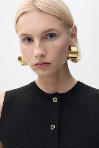 Gilet maille fine boutons - Chocolat