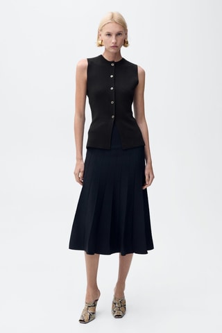 Gilet maille fine boutons - Chocolat