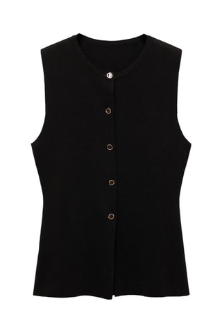 Gilet maille fine boutons - Chocolat