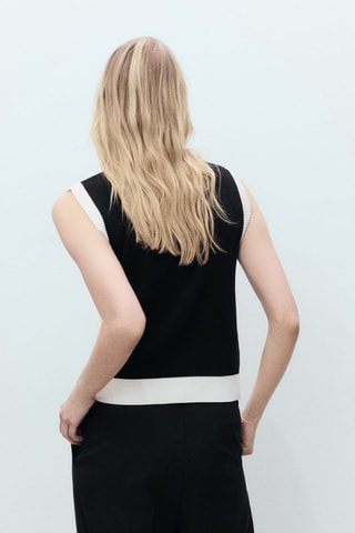 Gilet maille liserés contrastants - Noir