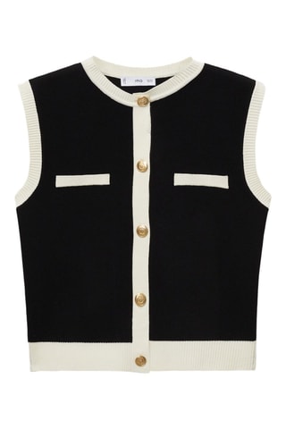 Gilet maille liserés contrastants - Noir